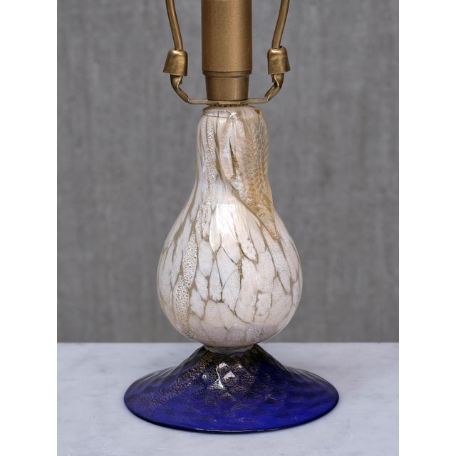 Murano Blue Millefiori Glass Lamp with Gold-Accented Base, Italy, 1970s For Sale - Image 6 of 13