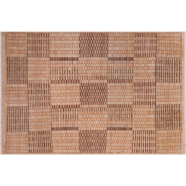 Modern Gabbeh Tan/Brown Wool Rug - 7'8'' X 9'8'' For Sale - Image 9 of 10