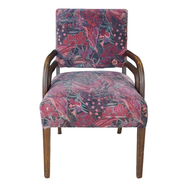 Mid Century Art Deco Style Bentwood Library Vanity Arm Reading Chair MCM Retro For Sale