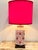 Vintage Chinoiserie Red & White Porcelain Square Ginger Jar Table Lamp With Red Shade For Sale - Image 4 of 5