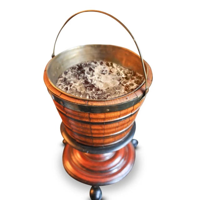 Hollywood Regency Regency Mahogany Champagne Cooler with Internal Removable Brass Bucket For Sale - Image 3 of 4