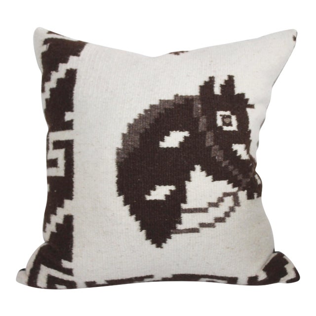 Hand Woven Wool Horse Pillow For Sale
