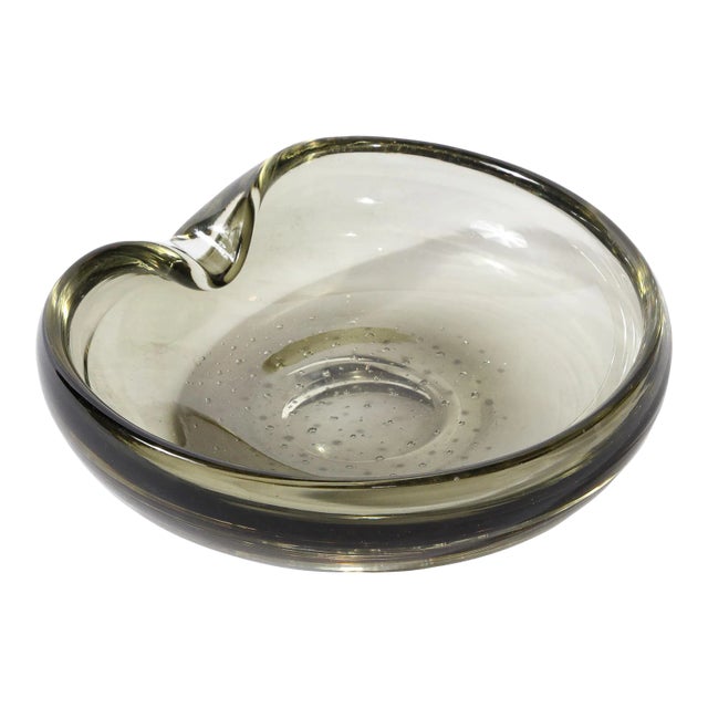 Mid-Century Modern Hand Blown Smoked Murano Glass Bowl/Dish For Sale