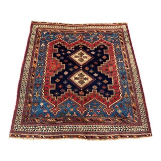 Antique 1900s Persian Afshar Rug Hand-Knotted Wool Rug, Rare Tribal Geometric Pattern For Sale