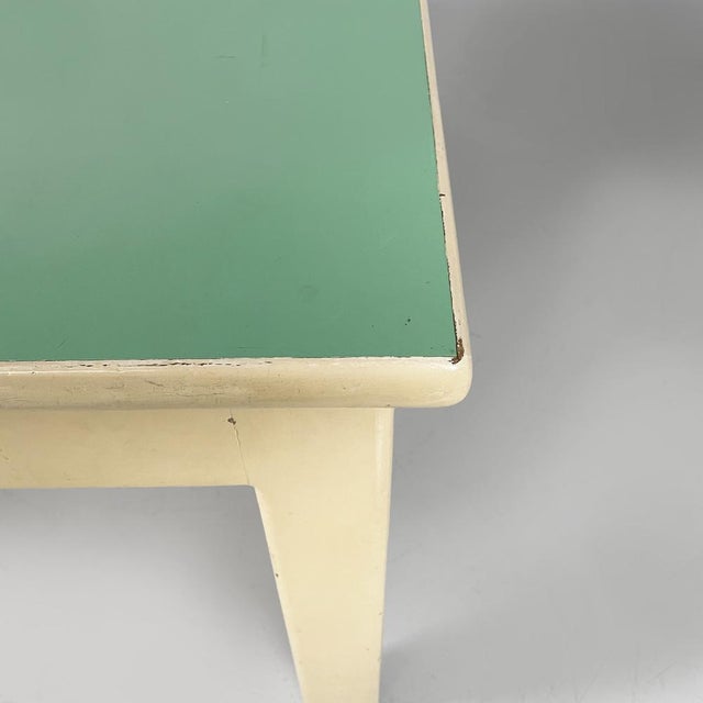 Mid-Century Modern Italian Dining Table in White and Aqua Green Wood, 1940s For Sale - Image 9 of 18