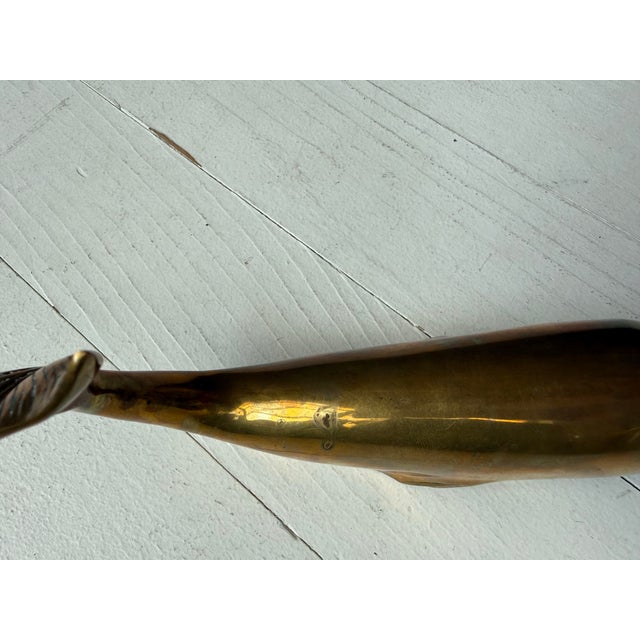 Metal Vintage Solid Brass Nautical Whale Paperweight Sculpture For Sale - Image 7 of 11