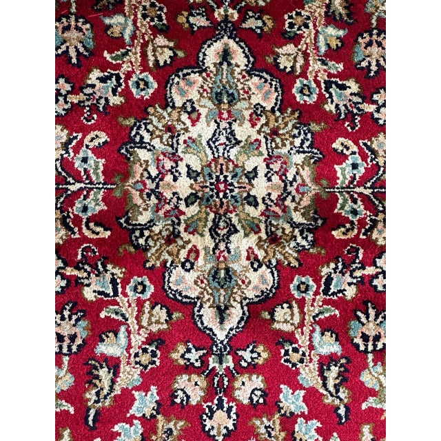 Nice vintage Indian silk rug with beautiful design of Middle Eastern Tabriz rugs and beautiful colours with a red field...