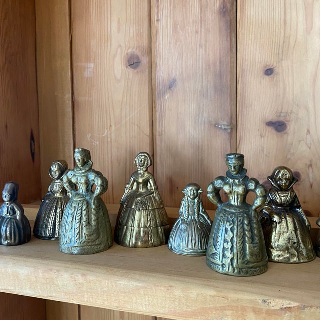 Mid 20th Century Collection of 18 Vintage and Antique English Brass Lady Bells For Sale - Image 5 of 8