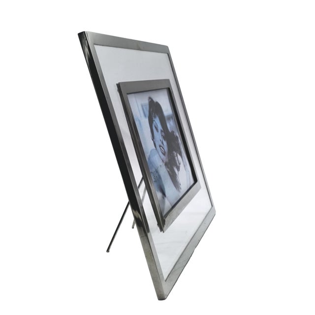 Silver Acrylic Glass and Nickel-Plated Brass Photo Frame from Gabriella Crespi, Italy For Sale - Image 8 of 14