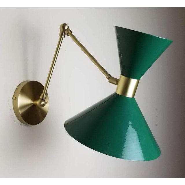 Blueprint Lighting Large Scale Monarch Wall Mount Lamp in Brass, Emerald Green, Blueprint Lighting For Sale - Image 4 of 5