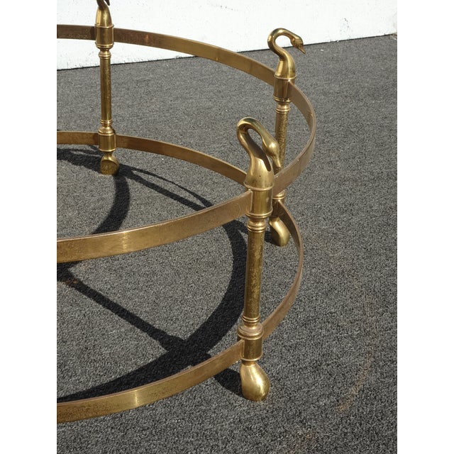 Vintage Hollywood Regency LeBarge Style Brass Coffee Table Base W Swan Heads For Sale - Image 9 of 14