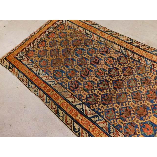 Blue Rare Antique Caucasian Rug. 3'6"x 5'5" For Sale - Image 8 of 16