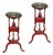 1950s Hollywood Regency Red Mahogany Georgian Wig Plant Stand W/ Drawers Dish, Pair For Sale