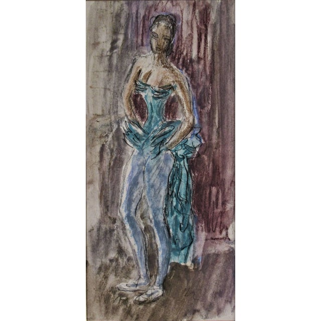 This artwork titled "Ballerina" c.1950 is a watercolor on paper by French noted artist Charles Kiffer, 1902-1992. It has...