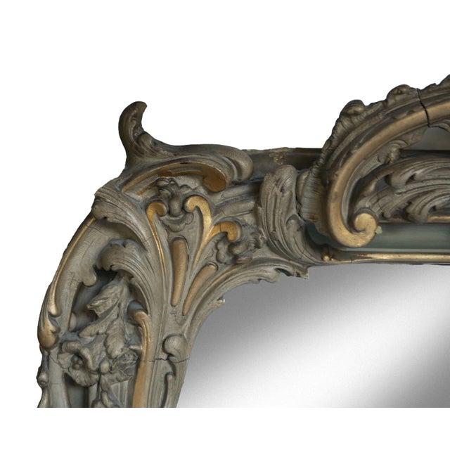 French Monumental Antique French Over Mantle Mirror For Sale - Image 3 of 12