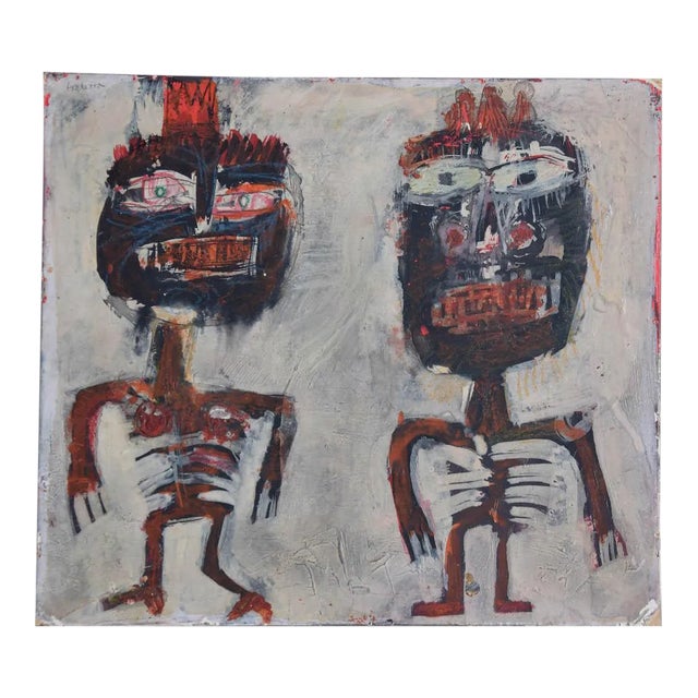 Sergio Barletta, Figures, 1960, Original Mixed Media Painting For Sale