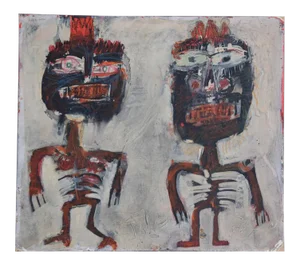 Sergio Barletta, Figures, 1960, Original Mixed Media Painting