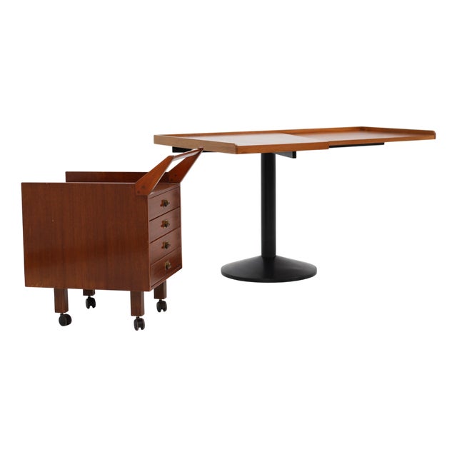 Model Stadera 840 Writing Desk with Model CM24 Chest of Drawers by Franco Albini for Poggi, Italy, 1958, Set of 2 For Sale