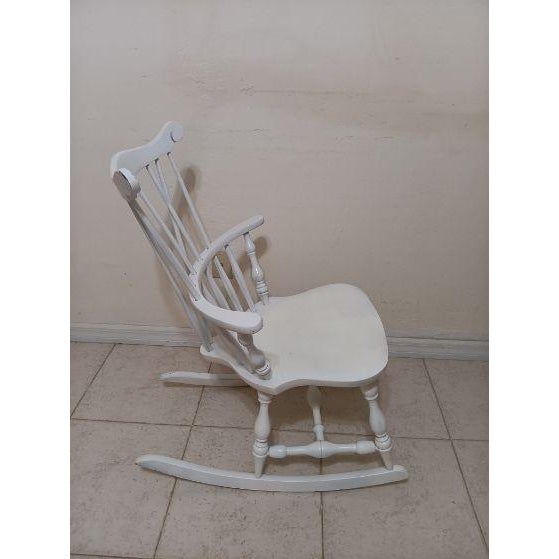 Vintage Maple Comb Back Rocking Chair White For Sale - Image 4 of 6