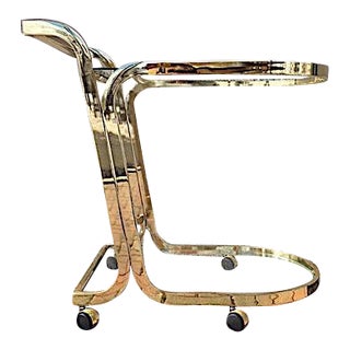 Brass & Glass Rolling Bar Cart For Sale