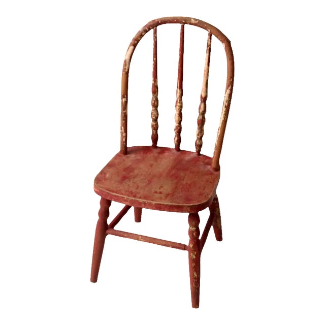 Vintage Painted Pink Kid's Chair For Sale
