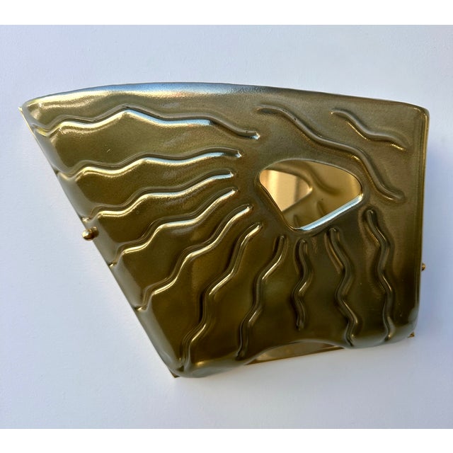 Green Contemporary Pair of Green Eyes Murano Glass and Brass Sconces, Italy For Sale - Image 8 of 12