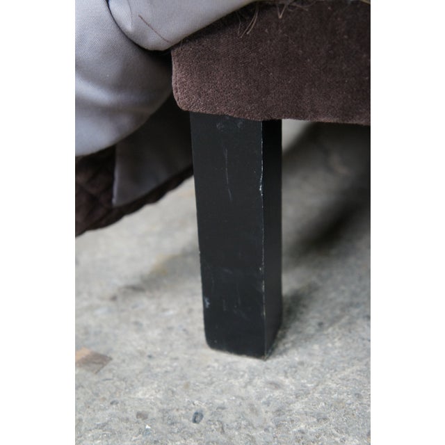 Late 20th Century Edwards Furniture Inc Modern Suede Chaise Lounge Quilted Dark Burgundy Brown For Sale - Image 10 of 13