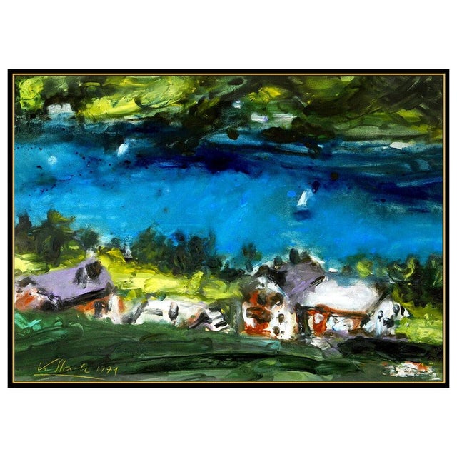 Expressionism 1970s Farmstead on the Bank, Karl Stark For Sale - Image 3 of 4