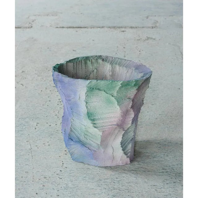 Mineral layer vase by Andredottir & Bobek Dimensions: W 60 x H 45 cm Materials: Reused foam/mattress and jesmontite...