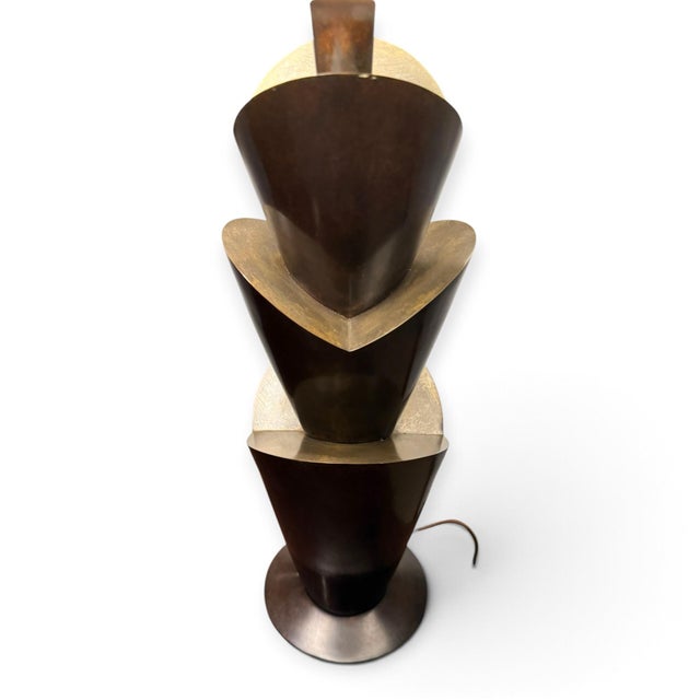 Contemporary 1990s Modern Stanton Bronze Tulip Table Lamp For Sale - Image 3 of 6