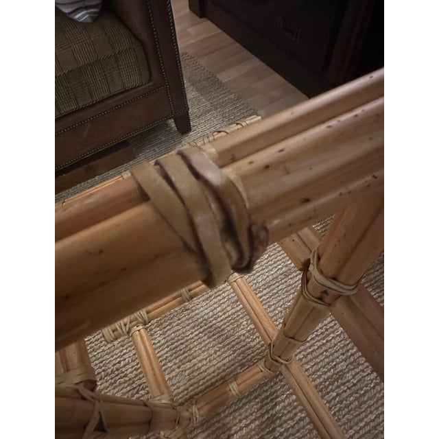 Tan Vintage Bamboo & Glass Coffee Table For Sale - Image 8 of 14