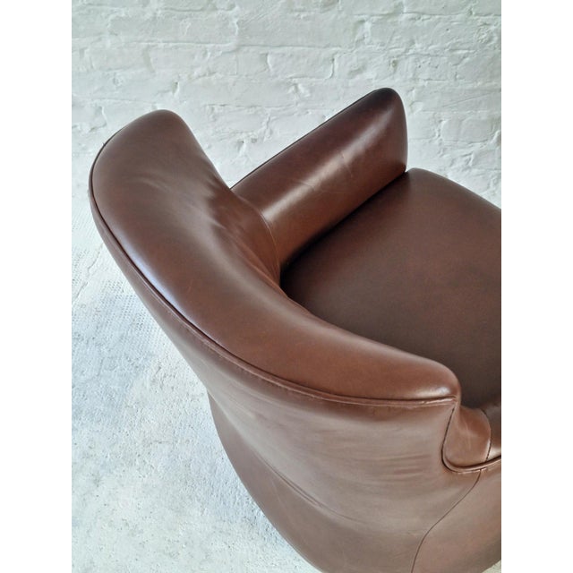 Animal Skin Mid-Century Club Chair in Rich Cigar-Brown Patinated Leather, 1960s For Sale - Image 7 of 9