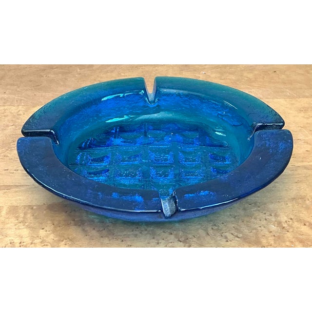 Mid 20th Century Vintage MCM Cobalt Glass Ashtray For Sale - Image 5 of 12