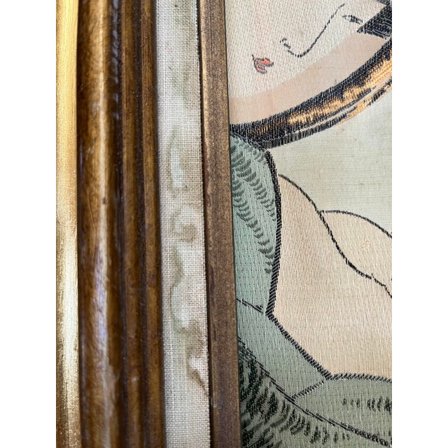 Early 19th Century Utamaro Antique Farmed Kimono Fabric “ Woman Powdering Her Neck” - Framed For Sale - Image 5 of 7