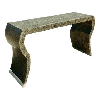 Vintage Coastal Marge Carson Grasscloth Console Table For Sale