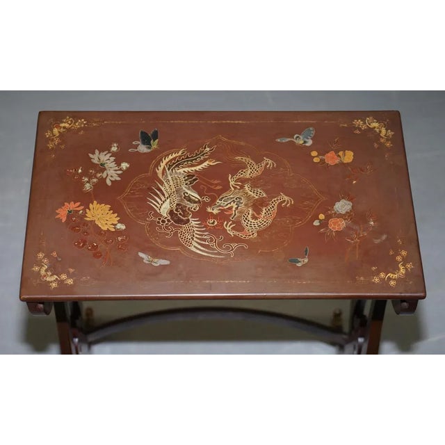 Chinese Brown Lacqurered Tables, 1880s, Set of 4 For Sale - Image 5 of 17