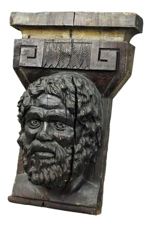 1930s Wooden Sculpture of a Masculine Face