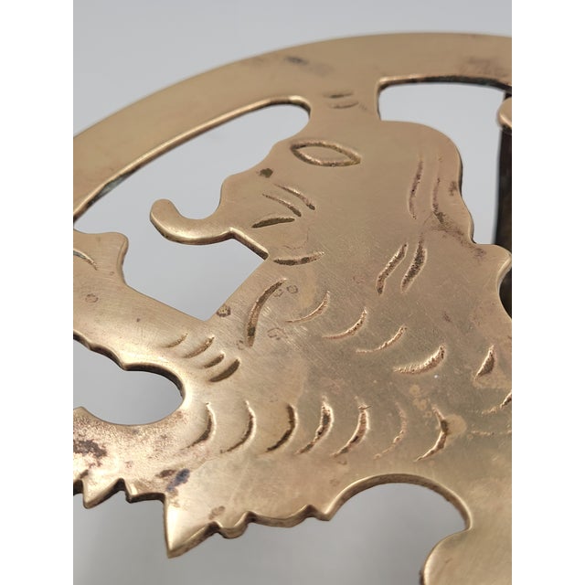 Brass 19th Century Antique Scottish Lion Rampant Brass Table Trivet For Sale - Image 8 of 12