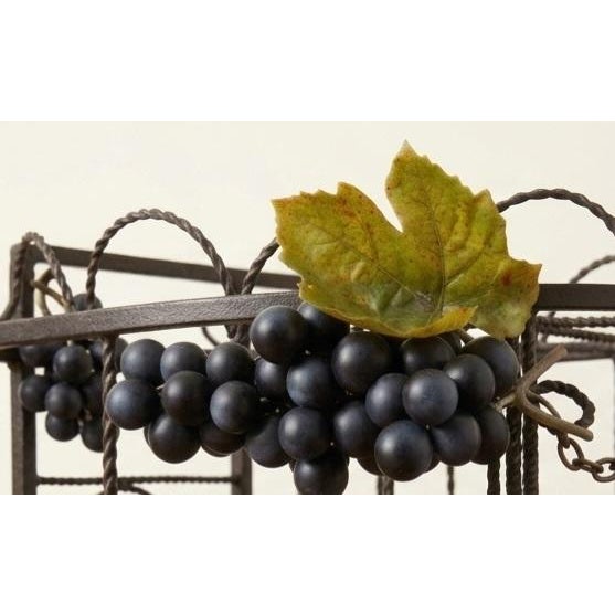 Mid-Century Modern Vintage 1970s Spanish Revival Twisted Wrought Iron 14-Bottle Wine Rack With Grapes For Sale - Image 3 of 4