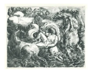 The Birth of Europe - Original Etching on Paper - 20th Century 20th Century