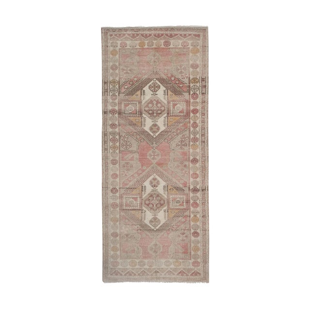 Vintage Faded Large Hand-Knotted Hallway Runner For Sale - Image 13 of 13