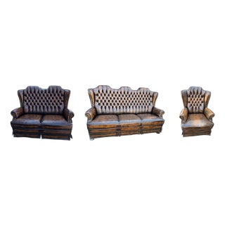 Chesterfield Gladstone Living Room Set, 1970, Set of 3 For Sale