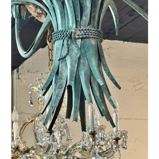 French Late 20th Century Coco Chanel Style Sheaf of Wheat Chandelier For Sale - Image 3 of 5