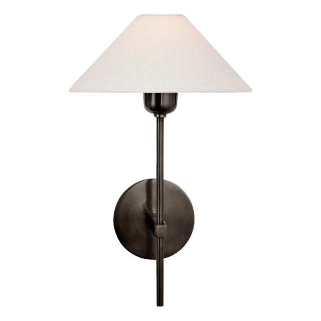 Hackney Single Sconce in Bronze with Linen Shade Designer: J. Randall Powers Finish: Bronze Height: 14" Width: 9"...