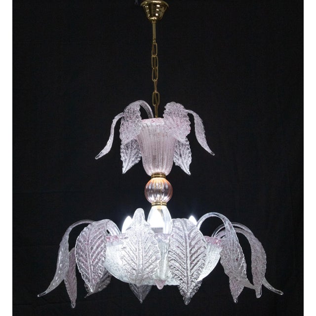 Vintage 1980s Venetian Pink Murano Glass Chandelier For Sale - Image 11 of 12