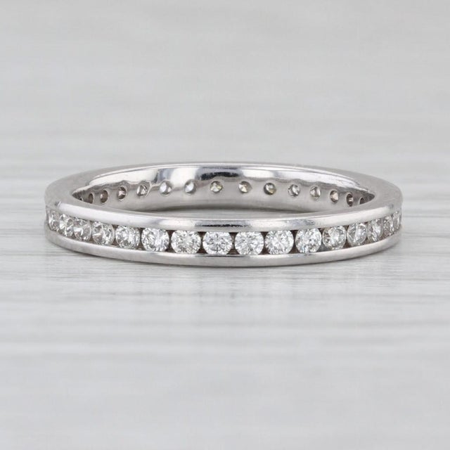 2010s 0.48ctw Diamond Eternity Band 14k White Gold Wedding Ring Size 5 Stackable For Sale - Image 5 of 6