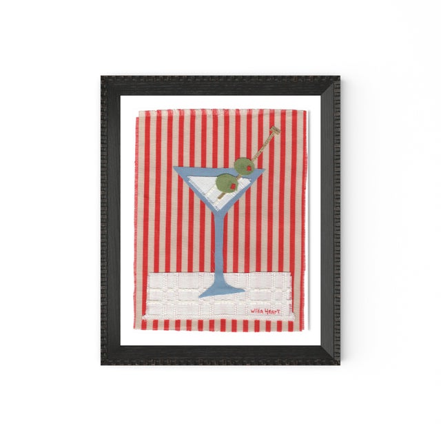 DESCRIPTION: Camille the Martini by Willa Heart in Brimfield Black Frame, Mini Art Print This is a print of a handmade...