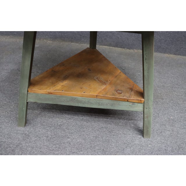 French Country Pine Coffee Table With Painted Trestle Base For Sale - Image 14 of 14