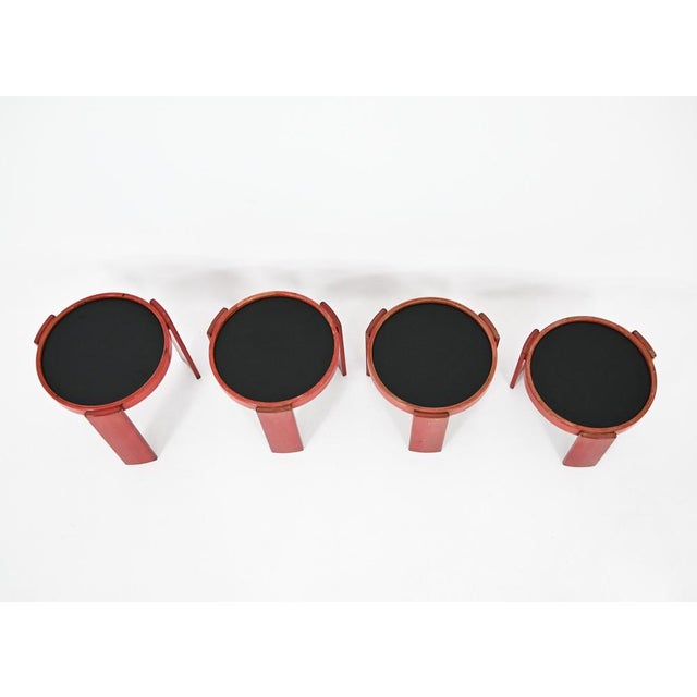 Red Model 780 Nesting Tables by Gianfranco Frattini for Cassina, 1960s, Set of 4 For Sale - Image 8 of 14