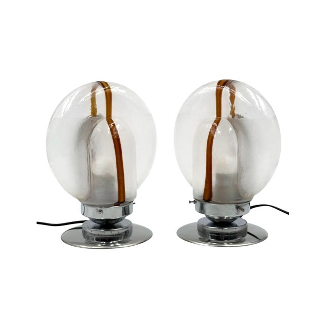 1970s Murano Glass Lamps by Toni Zuccheri for Mazzega, Italy, 1970s, Set of 2 For Sale - Image 5 of 10